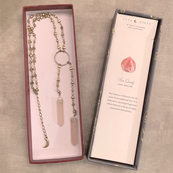 LUNA NORTE 🌙 Rose Quartz Adjustable Love Healing Necklace - Picture 4 of 10